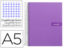 Cuaderno espiral liderpapel a5 micro crafty tapa forrada 120h 90 gr cuadro 5mm 5