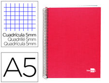Cuaderno espiral liderpapel A5 micro papercoat tapa forrada 140H 75 gr CUADRO5MM