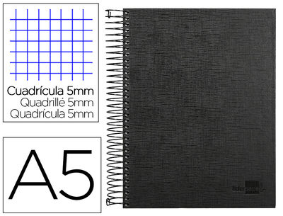 Cuaderno espiral liderpapel a5 micro papercoat tapa forrada 140h 75 gr cuadro5mm