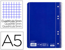 Cuaderno espiral liderpapel A5 micro serie azul tapa blanda 80H 75 gr CUADRO5MM
