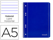 Cuaderno espiral liderpapel A5 micro serie azul tapa blanda 80H 75 gr horizontal