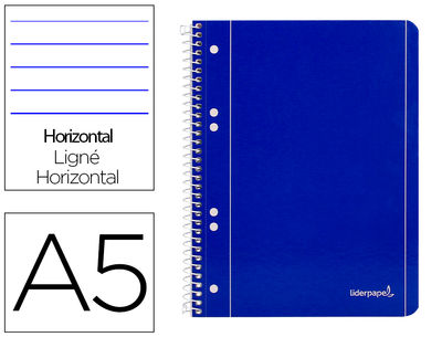 Cuaderno espiral liderpapel A5 micro serie azul tapa blanda 80H 75 gr horizontal