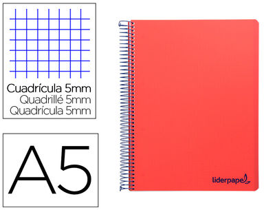 Cuaderno espiral liderpapel a5 micro wonder tapa plastico 120h 90g cuadro 5mm 5