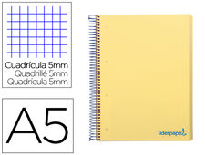 Cuaderno espiral liderpapel a5 micro wonder tapa plastico 120h 90g cuadro 5mm 5