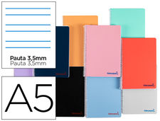 Cuaderno espiral liderpapel a5 wonder tapa plastico 80h 90g pauta 3,5mm con