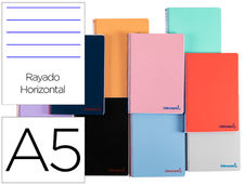 Cuaderno espiral liderpapel A5 wonder tapa plastico 80H 90G rayado horizontal