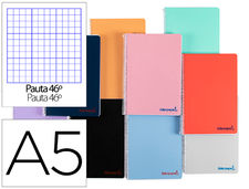 Cuaderno espiral liderpapel A5 wonder tapa plastico 80H 90G rayado n.46 colores