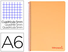 Cuaderno espiral liderpapel A6 micro wonder tapa plastico 120H 90 gr cuadro 5MM