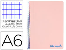 Cuaderno espiral liderpapel A6 micro wonder tapa plastico 120H 90 gr cuadro 5MM