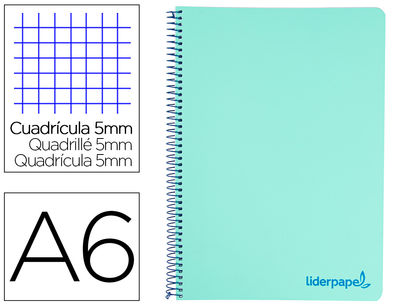 Cuaderno espiral liderpapel a6 micro wonder tapa plastico 120h 90 gr cuadro 5mm