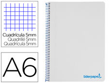 Cuaderno espiral liderpapel a6 micro wonder tapa plastico 120h 90 gr cuadro 5mm