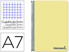 Cuaderno espiral liderpapel A7 micro wonder tapa plastico 100H 90 gr cuadro 5MM