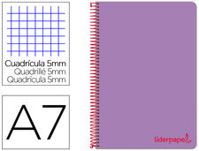 Cuaderno espiral liderpapel A7 micro wonder tapa plastico 100H 90 gr cuadro 5MM