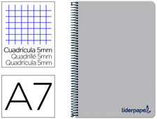Cuaderno espiral liderpapel A7 micro wonder tapa plastico 100H 90 gr cuadro 5MM