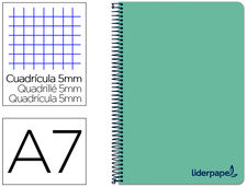 Cuaderno espiral liderpapel a7 micro wonder tapa plastico 100h 90 gr cuadro 5mm