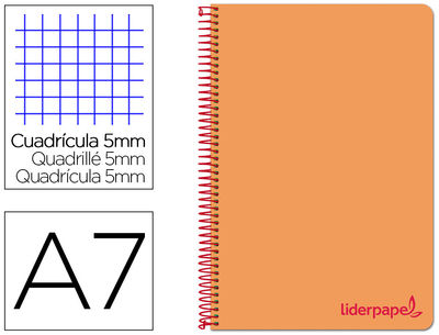 Cuaderno espiral liderpapel a7 micro wonder tapa plastico 100h 90 gr cuadro 5mm