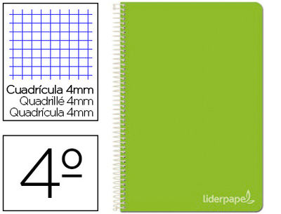 Cuaderno espiral liderpapel cuarto witty tapa dura 80h 75gr cuadro 4mm con