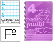 Cuaderno espiral liderpapel folio pautaguia tapa plastico 80H 75GR cuadro