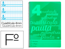 Cuaderno espiral liderpapel folio pautaguia tapa plastico 80H 75GR cuadro