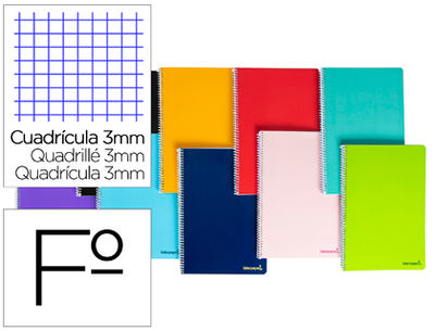Cuaderno espiral liderpapel folio smart tapa blanda 80H 60GR cuadro 3 mm con