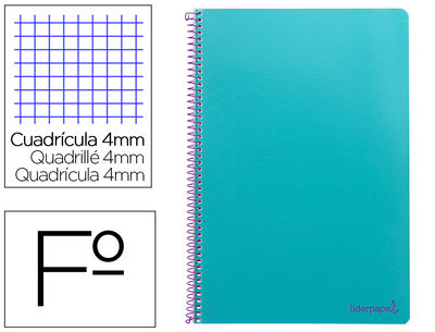Cuaderno espiral liderpapel folio smart tapa blanda 80h 60gr cuadro 4mm con