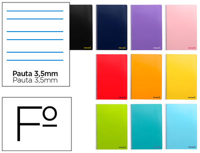 Cuaderno espiral liderpapel folio smart tapa blanda 80h 60gr rayado montessori