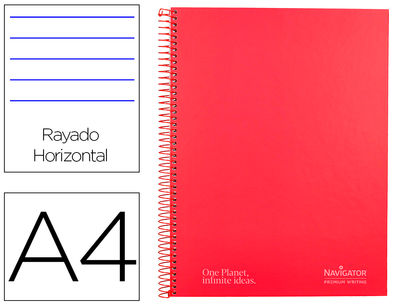 Cuaderno espiral navigator a4 micro tapa forrada 120h 80gr horizontal 5 bandas 4