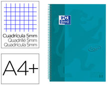 Cuaderno espiral oxford ebook 1 tapa extradura din a4+ 80 h cuadricula 5 mm aqua