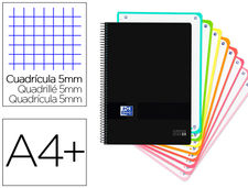 Cuaderno espiral oxford ebook 8 tapa plastico din a4+ 160 h cuadricula 5 mm