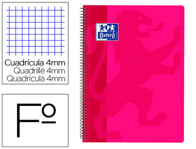 Cuaderno espiral oxford school classic tapa polipropileno folio 80 h cuadro 4 mm
