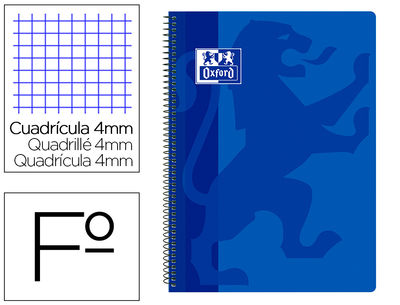 Cuaderno espiral oxford school classic tapa polipropileno folio 80 hojas cuadro