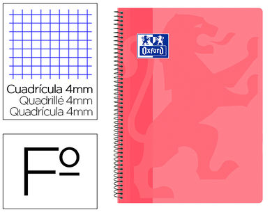 Cuaderno espiral oxford school classic tapa polipropileno folio 80 hojas cuadro