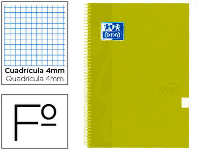 Cuaderno espiral oxford tapa extradura folio 80 h cuadricula 4 mm lima touch