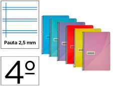 Cuaderno espiral papercop cuarto tapa plastico 80h 90 gr pauta 2,5 mm con margen