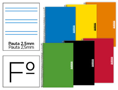Cuaderno espiral papercop folio tapa extradura 80 hojas pauta 5 2,5 mm con