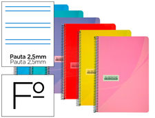 Cuaderno espiral papercop folio tapa plastico 80h 90gr pauta 2,5 mm con margen