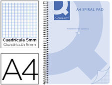 Cuaderno espiral q connect A4 micro tapa plastico 80H 70G cuadro 5MM sin bandas