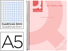 Cuaderno espiral q connect A5 micro tapa plastico 80H 70G cuadro 5MM sin bandas