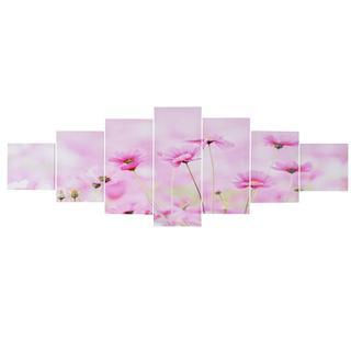 Cuadro 7 piezas flores rosas, 50x140 cm