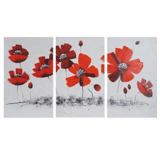 Cuadro flores rojas 90x165x3,5 cm, pintado a mano al óleo