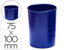 Cubilete portalapices q-connect plastico azul opaco diametro 75 mm altura 100 mm