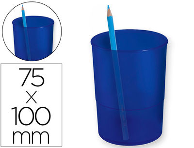 Cubilete portalapices q-connect plastico azul translucido diametro 75 mm altura