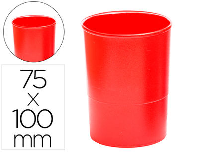 Cubilete portalapices q-connect plastico rojo opaco diametro 75 mm altura 100 mm