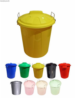 Cubo basura de plástico con tapadera cubo almacenaje y reciclar amarillo 21