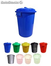 Cubo basura de plástico con tapadera cubo almacenaje y reciclar azul 100 litros