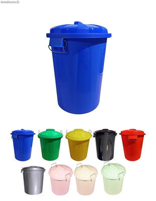 Cubo basura de plástico con tapadera cubo almacenaje y reciclar azul 21 litros