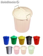 Cubo basura de plástico con tapadera cubo almacenaje y reciclar crema 21 litros