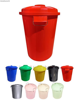 Cubo basura de plástico con tapadera cubo almacenaje y reciclar rojo 21 litros