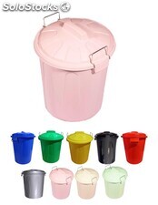 Cubo basura de plástico con tapadera cubo almacenaje y reciclar rosa 21 litros
