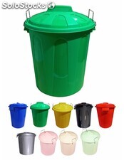 Cubo basura de plástico con tapadera cubo almacenaje y reciclar verde 100 litros